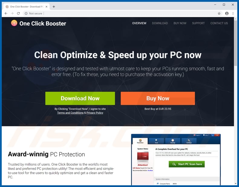 Applicazione indesiderata One Click Booster