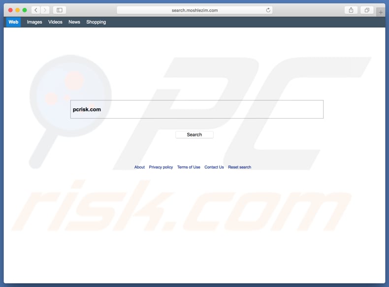 search.moshlezim.com browser hijacker on a Mac computer