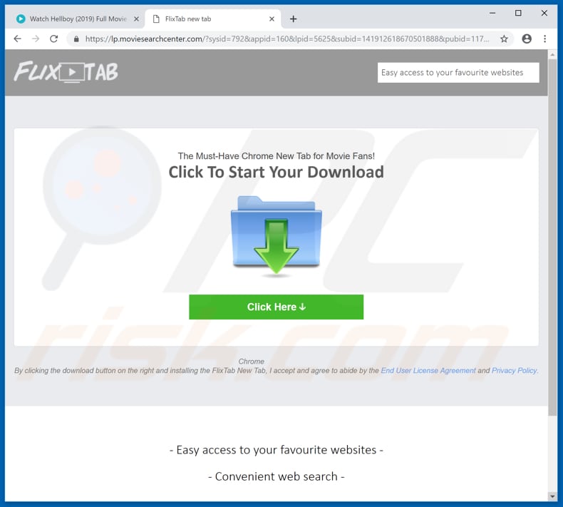 fmovies[.]to opens website promoting some questionable application