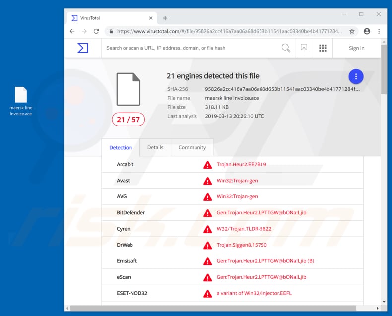 Allegato dannoso distribuito tramite la campagna di spam 