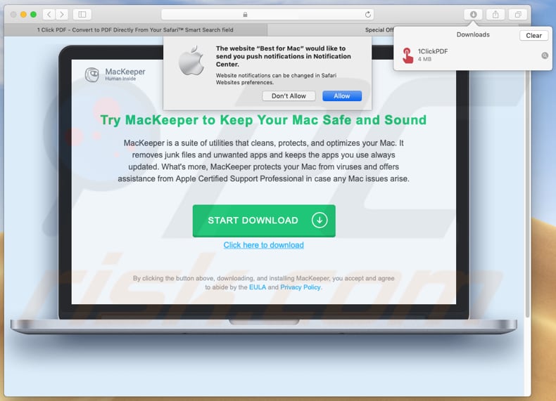 1clickpdf promotes mackeeper potentially unwanted application