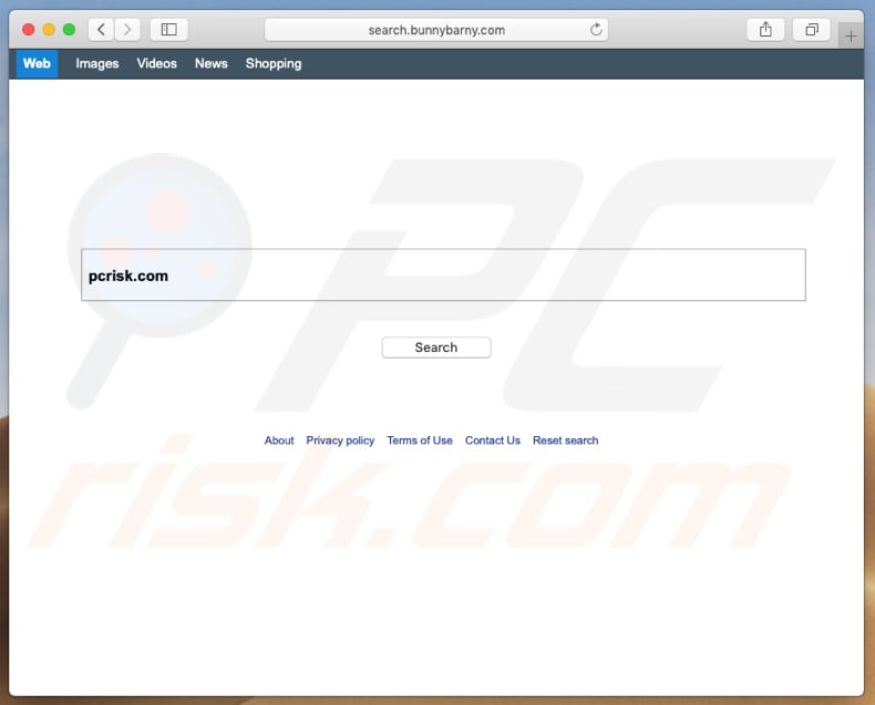 search.bunnybarny.com browser hijacker on a Mac computer