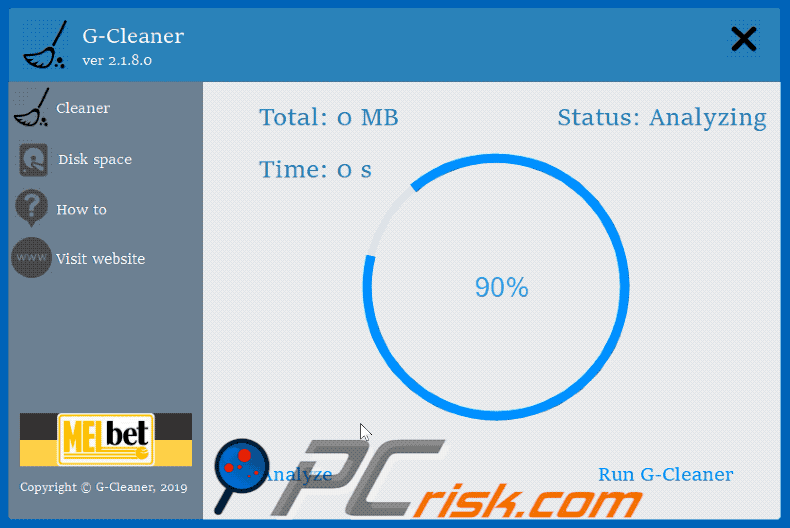 Aspetto dell'applicazione G-Cleaner (GIF)