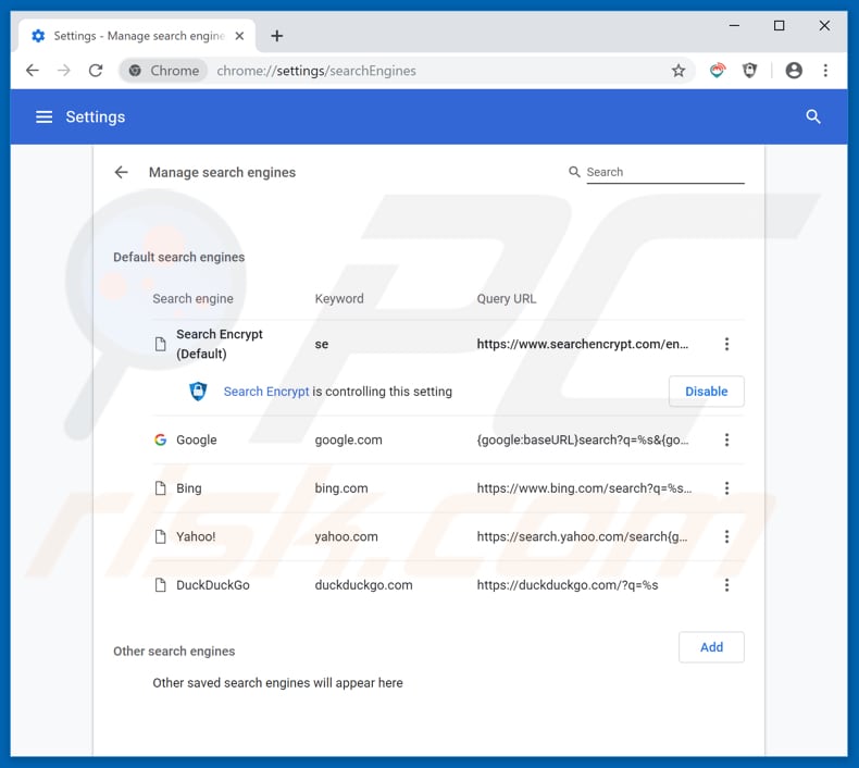 Removing search.hearthandsatellitemaps.com from Google Chrome default search engine