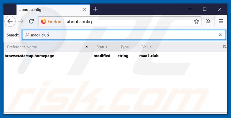 Removing mao1.club from Mozilla Firefox default search engine