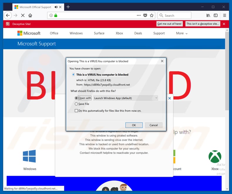 This is a VIRUS. You computer is blocked scam