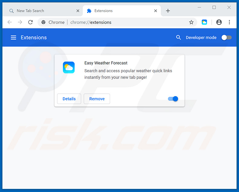 Removing search.heasyweatherforecast.com related Google Chrome extensions