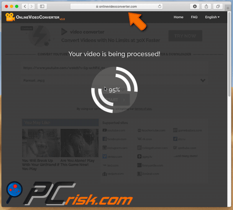 onlinevideoconverter.com causing redirects to other rogue sites