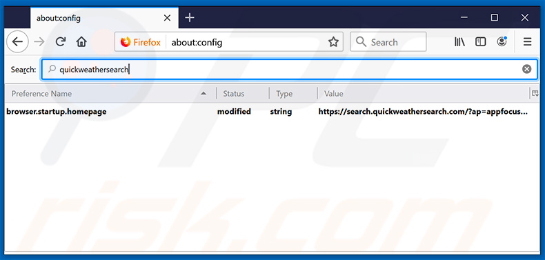 Removing search.quickweathersearch.com from Mozilla Firefox default search engine