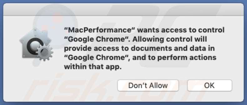 MacPerformance wants to access Chrome and to control it