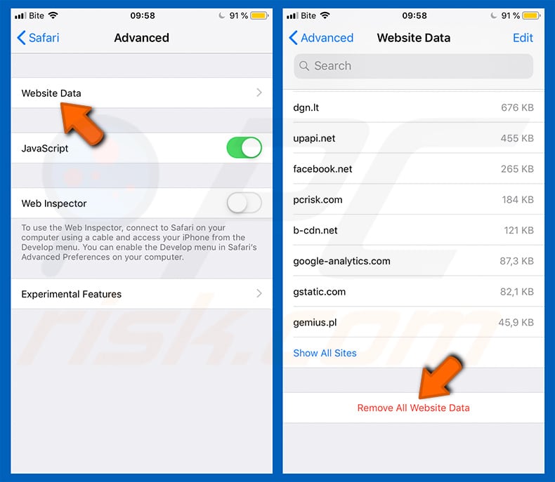 disabilitare i pop-up e cancellare la cache 3