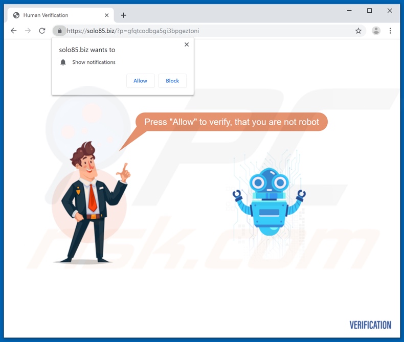 solo85[.]biz pop-up redirects