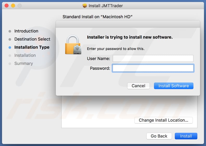 JTM Trader installer asking for permissions to install additional software