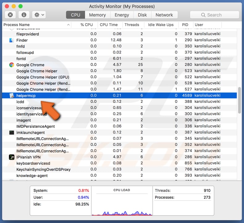 Helpermcp process in Activity Monitor