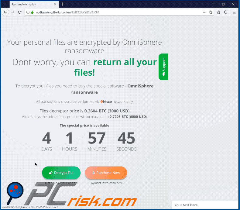 Updated OmniSphere ransomware's website (GIF)