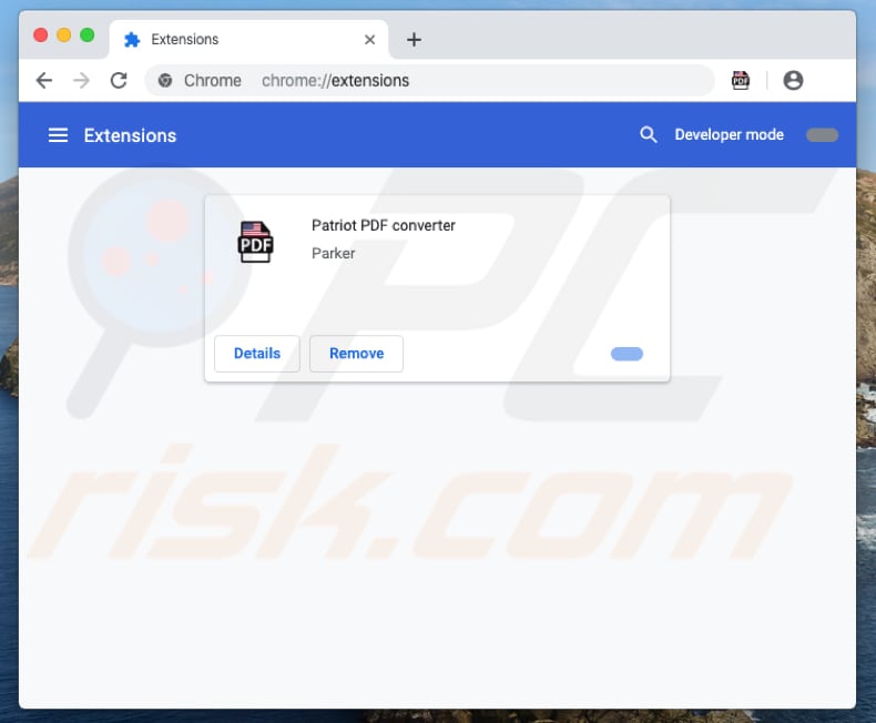 Patriot PDF Converter extension on Chrome