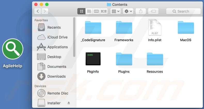 AgileHelp installation folder and its contents