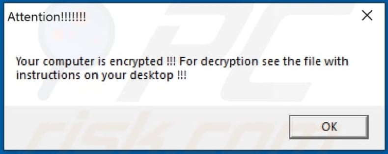 Pop-up displayed after ANTEFRIGUS ransomware is done encrypting