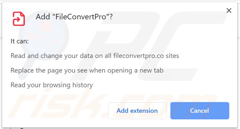 FileConvertPro asks for a permission to access data on chrome