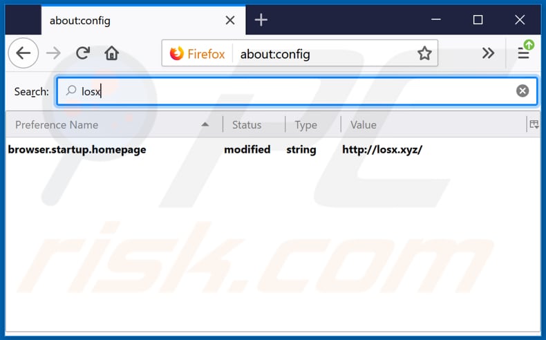 Removing losx.xyz from Mozilla Firefox default search engine