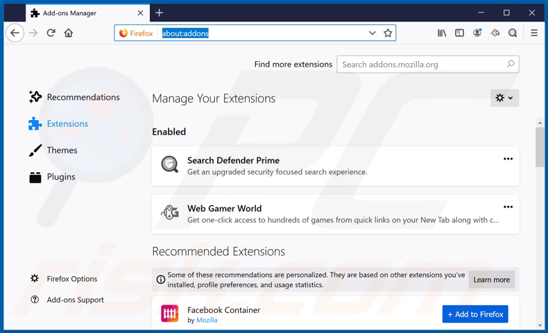 Removing webgamerworld.com related Mozilla Firefox extensions