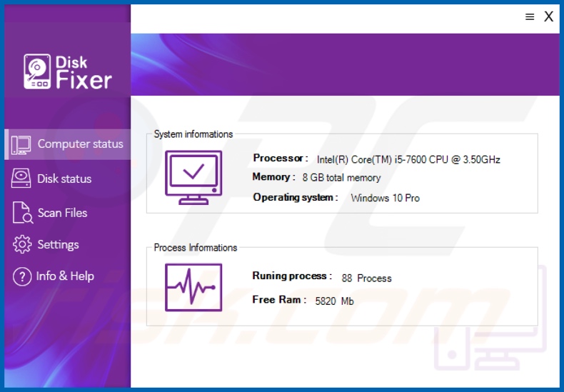 DiskFixer unwanted application