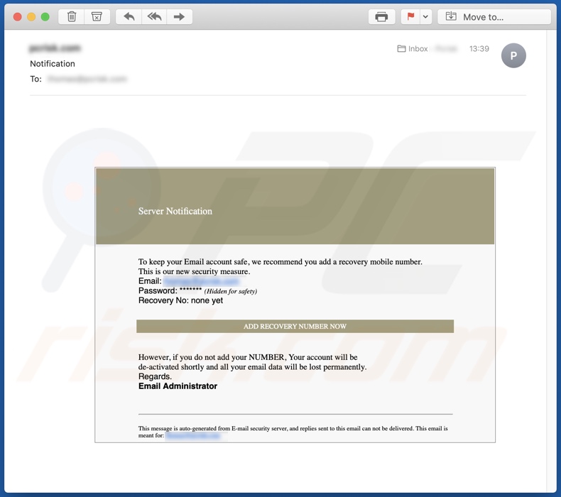 Email credentials phishing campagna truffa
