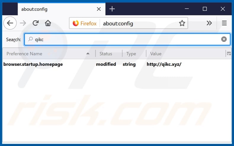 Removing qikc.xyz from Mozilla Firefox default search engine