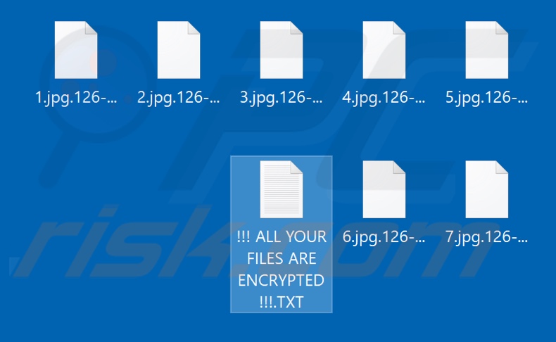 Screenshot dei file crittografati da ZEPPELIN (estensione esadecimale casuale 3x3)
