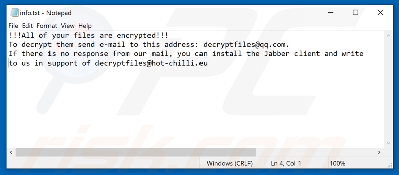 Devon ransomware text file (info.txt)