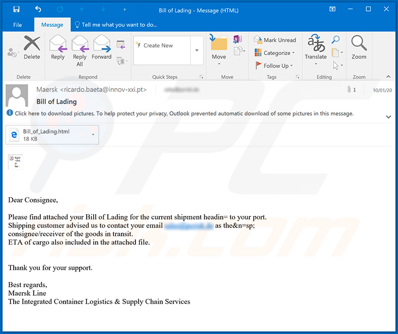 Campagna di spam e-mail Maersk utilizzata per scopi di phishing