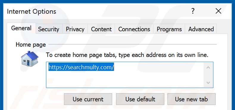 Removing searchmulty.com from Internet Explorer homepage
