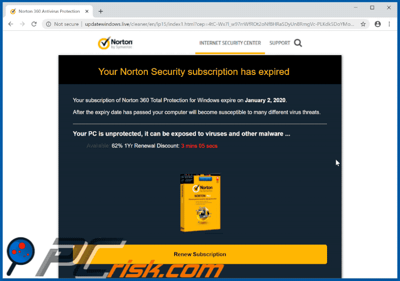 Norton Subscription Has Expired Today Aspetto di questo sito web