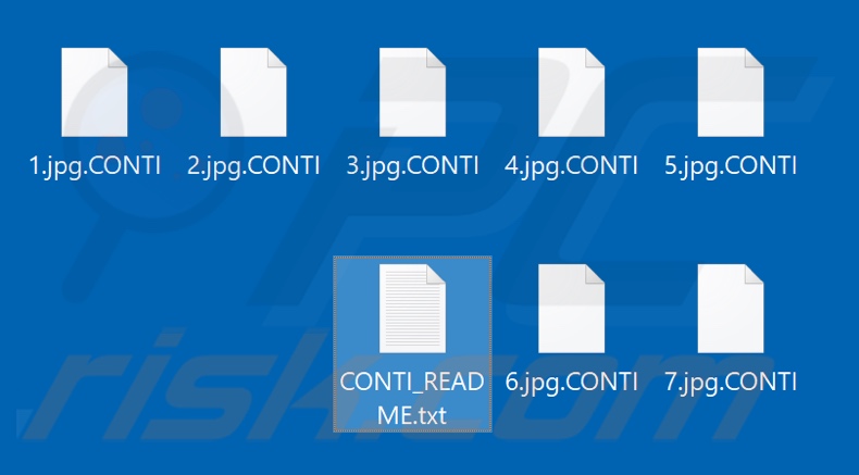 Screenshot dei file crittografati dal ransomware CONTI (.CONTI )