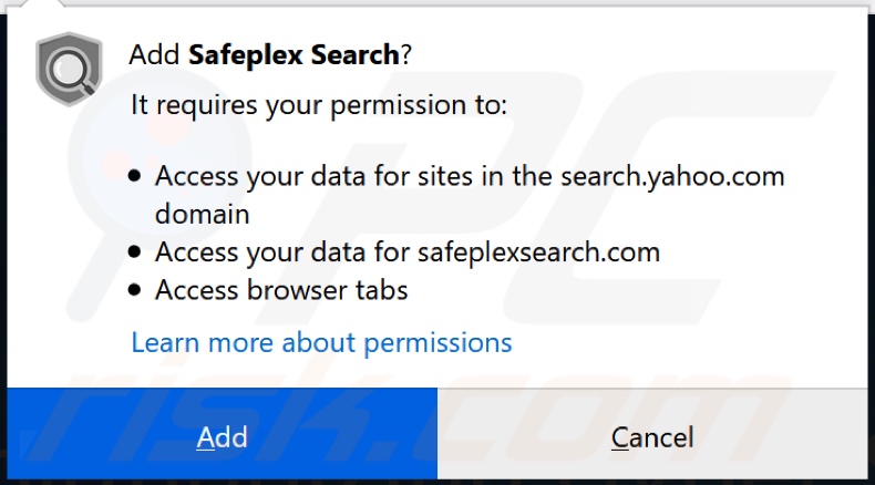 Safeplex Search browser hijacker asking for permissions (Firefox)