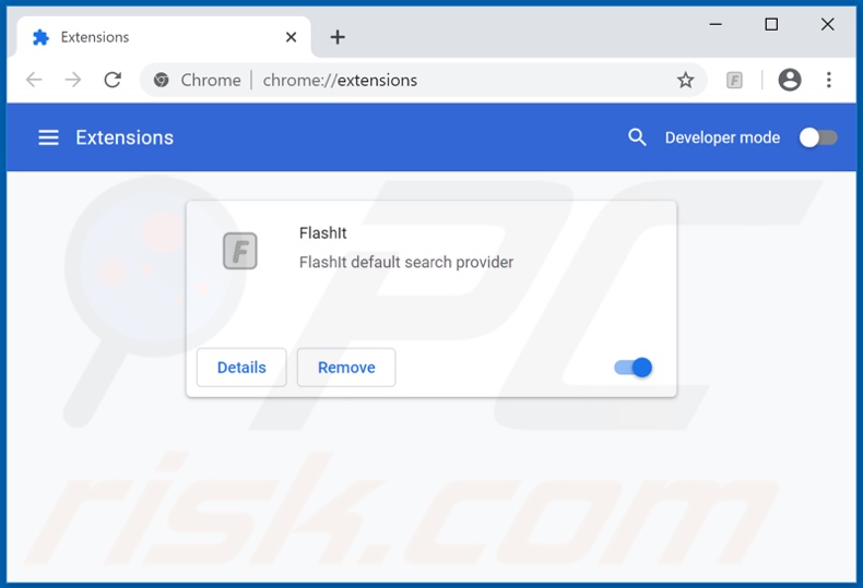 Removing flashit.xyz related Google Chrome extensions