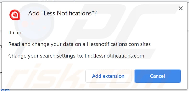 less notifications browser hijacker asks for a permission to be added