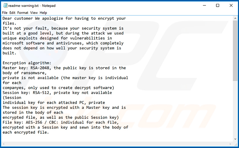 The updated Makop ransomware ransom note