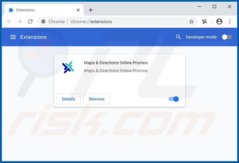 Removing Maps & Directions Online Promos ads from Google Chrome step 2