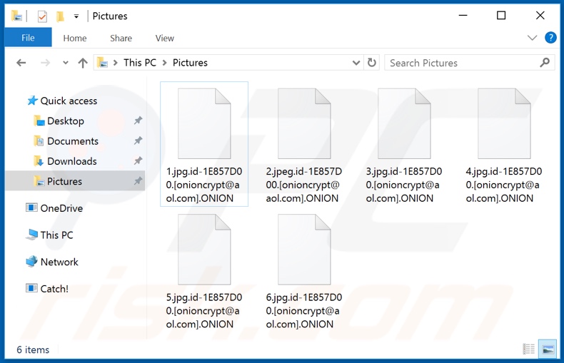 Files encrypted by ONION ransomware (.ONION extension)