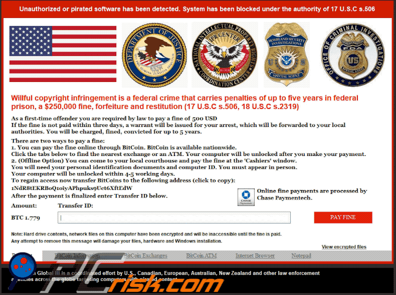 Pirated Software Has Been Detected ransomware -blocca schermo (GIF)
