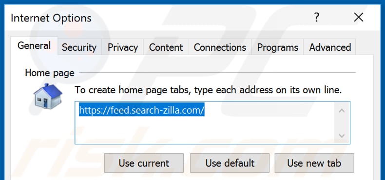 Removing feed.search-zilla.com from Internet Explorer homepage