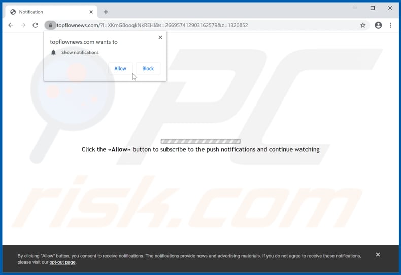 topflownews[.]com pop-up redirects