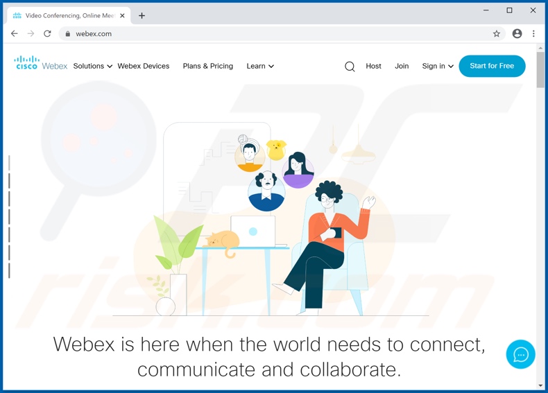 Aspetto del sito Web Cisco WebEx legittimo