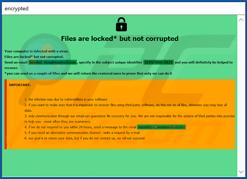 Aggiornato il file otto ransomware info.hta