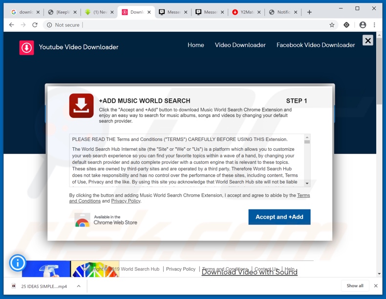 Website used to promote Music World Search browser hijacker