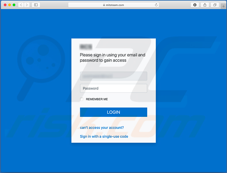 mitoteam.com - sito di phishing delle credenziali di posta elettronica