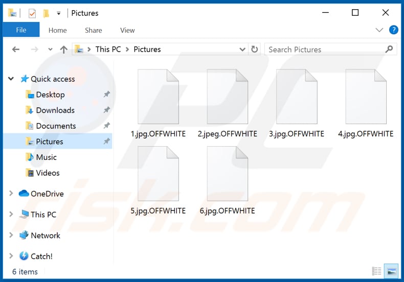 Files encrypted by OFFWHITE ransomware (.OFFWHITE extension)