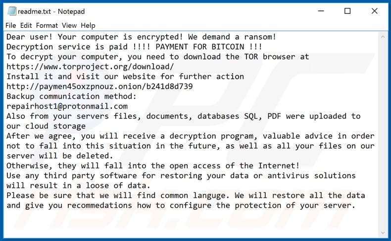 Paymen45 decrypt instructions (readme.txt)