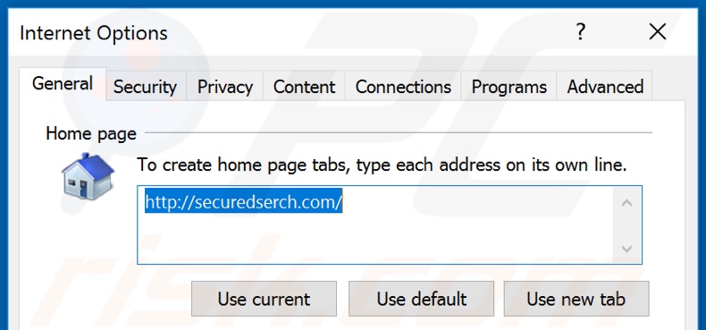 Rimozione di secureserch.com dalla home page di Internet Explorer